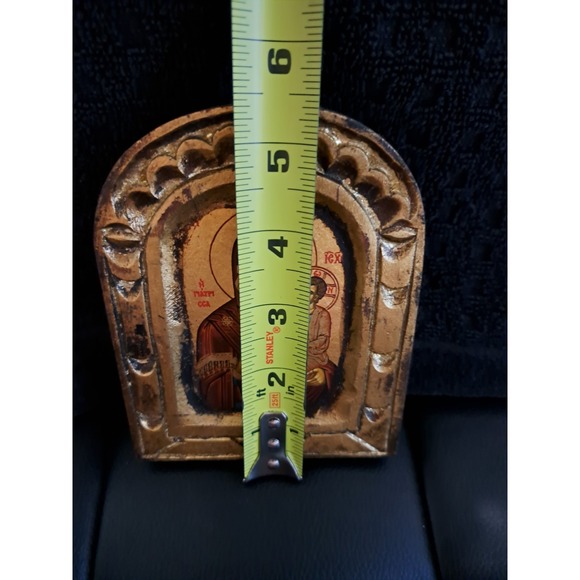 Handmade Byzantine Icon Gold on Carved Wood Applied Madonna COA BIN OBO FS - Picture 5 of 5